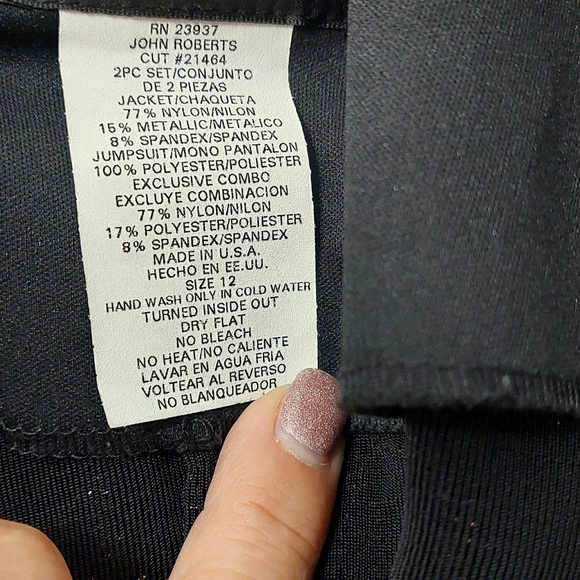 John Roberts Women's Size 12 Jumper Set Dressy Jacket Gold Black Belted Vintage - Picture 8 of 12